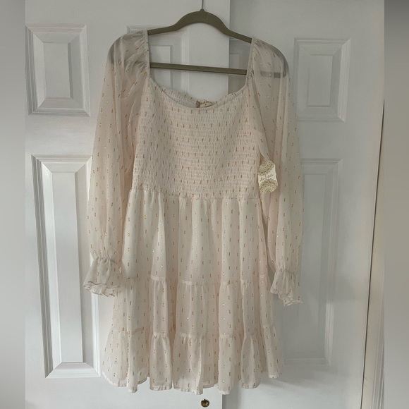 Altar'd State Dresses & Skirts - Altar’d state White dress with gold and silver size medium